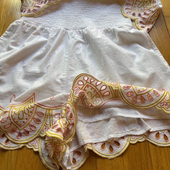 Lovers + Friends Size M Sunset White Kristine Embroidered Hem Strapless Romper - Picture 5 of 12